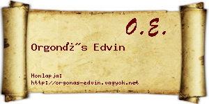 Orgonás Edvin névjegykártya
